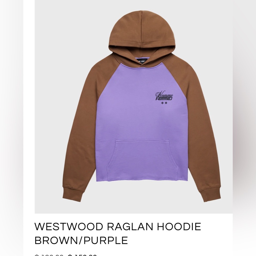 NWT: HommeFemme Westwood Raglan Hoodie